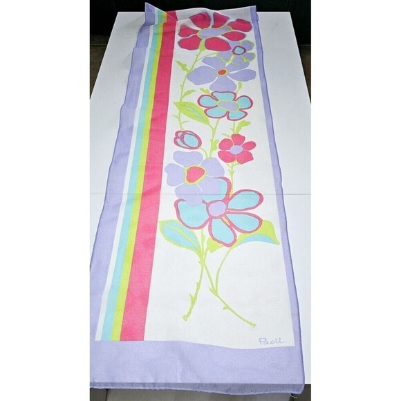 PAOLI Vivid Floral Rectangular Scarf 44in x 13in - Picture 2 of 4